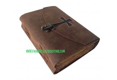 handmade cross symbol leather journal